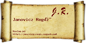 Janovicz Regő névjegykártya